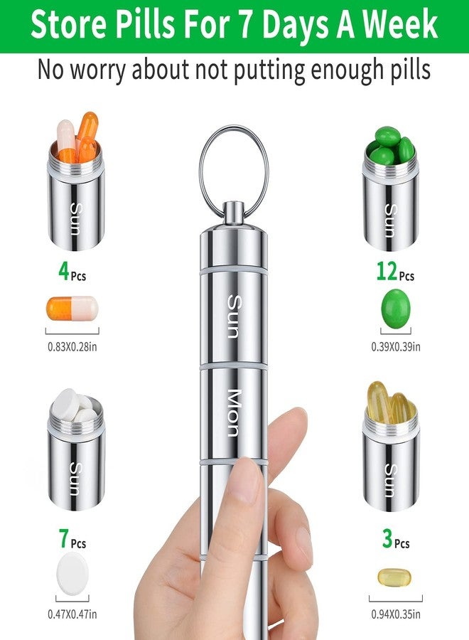 Rabbonix Portable Aluminum Alloy Medicine Organizer Box Tablets Container Case Keychain Stackable & Waterproof Travel Pill Box | Silver | 01 Pcs - Image 2